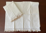Vintage Unused Pillowcases with Hand Crocheted White and Taupe Lace