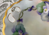 Vintage Hand Painted Purple Violets Sauce Dish and Underplate