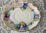 Vintage Hand Painted Purple Violets Sauce Dish and Underplate