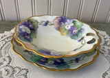 Vintage Hand Painted Purple Violets Sauce Dish and Underplate