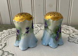 Vintage Hand Painted Purple Violets Salt and Pepper Shakers