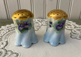 Vintage Hand Painted Purple Violets Salt and Pepper Shakers