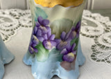 Vintage Hand Painted Purple Violets Salt and Pepper Shakers