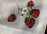 Vintage Red Strawberry and Petite White Blossoms Handkerchief
