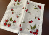 Vintage Red Cherries and Petite White Blossoms Handkerchief