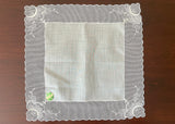 MWT Net Lace Handkerchief with Rose Floral Embroidery