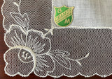 MWT Net Lace Handkerchief with Rose Floral Embroidery