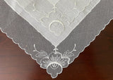 MWT Net Lace Handkerchief with Rose Floral Embroidery