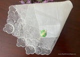 MWT Net Lace Handkerchief with Rose Floral Embroidery