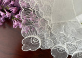 MWT Net Lace Handkerchief with Rose Floral Embroidery