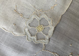 Unused Madeira Embroidered Cutwork Linen Handkerchief Florette