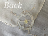 Unused Madeira Embroidered Cutwork Linen Handkerchief Florette