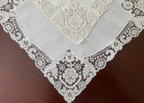 Vintage Linen and Schiffli Lace Wedding Bridal Handkerchief
