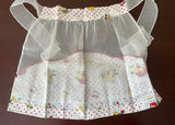 Vintage White Red Polka Dot Apron with Cherries and Fruit Baskets
