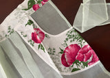 Vintage Sheer Green Apron with Pink Sweet Peas