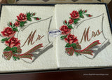 Vintage Wedding Gift Mr and Mrs Cannon Terry Towels with Pink Roses in Box