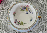 Vintage Shelley Trio Blue Wildflowers Tea Cup Saucer and Dessert Plate