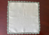 Vintage Soft Green Irish Linen Handkerchief with Lace Edge Tatting