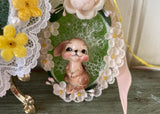 3 Handmade Real Easter Egg Diorama Ornaments Cute Bunnies