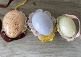 3 Handmade Real Easter Egg Diorama Ornaments Cute Bunnies