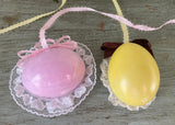 2 Handmade Real Easter Egg Diorama Ornaments Ducks and Bunny