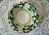 Vintage Royal Albert White Spring Blossoms Green Teacup and Saucer