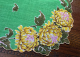 Vintage Yellow Chrysanthemums Green Leaves Handkerchief