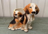 Vintage Brinn's Mother Beagle Dog with Puppy Planter Vase