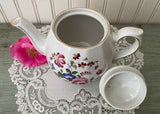 Vintage Ellgreave Wood & Sons England Ironstone Pink Rose Teapot