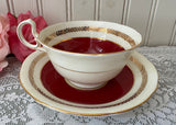 Vintage Deep Red and Gold Teacup by Aynsley