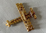 Vintage Patriotic Red White Blue Rhinestone WWII Plane Pin Brooch