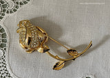 Nolan Miller Rose Bud Pave Crystal Rhinestone Pin Brooch