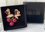 Joan Rivers Classic Collection Cherries Pin and Earrings in Box