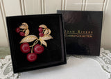 Joan Rivers Classic Collection Cherries Pin and Earrings in Box