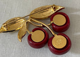 Joan Rivers Classic Collection Cherries Pin and Earrings in Box
