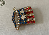 Vintage Patriotic Red White Blue Rhinestone Uncle Sam's Hat Pin