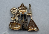 Enameled Autumn Scarecrow Pin with Pumpkin Sunflower and more