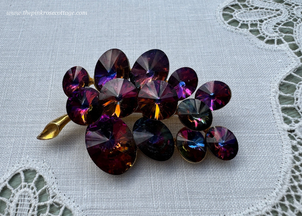 Vintage Weiss Rivoli Watermelon Grapes Brooch
