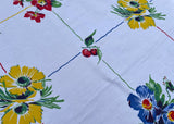 Vintage Wilendur Rosemead Wild Flower and Fruit Tablecloth