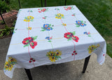 Vintage Wilendur Rosemead Wild Flower and Fruit Tablecloth