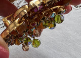 Vintage Cha Cha Rhinestone Brooch Shades of Amber and Green