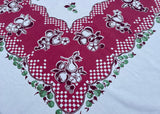 Vintage Tablecloth Pink Jadeite Green Fruits Cherries Strawberries and More