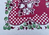 Vintage Tablecloth Pink Jadeite Green Fruits Cherries Strawberries and More