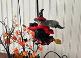 Dept 56 Village Animated Up, Up & Away Witch in Original Box Halloween