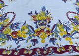 Vintage 1940's Basket of Fruit Strawberries Cherries Plums Apples Tablecloth