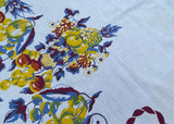 Vintage 1940's Basket of Fruit Strawberries Cherries Plums Apples Tablecloth