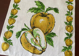 Unused Parisian Prints Linen Yellow Apples Fruit Tea Towel