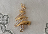 Vintage Monet Rhinestone Modern Squiggle Christmas Tree Pin