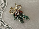 Vintage Gerry's Enameled Christmas Bough and Pinecone Pin Brooch