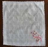 Vintage Embroidered Pink Roses and Hearts Valentines Handkerchief - The Pink Rose Cottage
